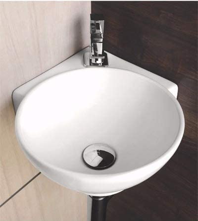  4. Generic Mini Wall Mount Corner Bathroom Sink with Center Faucet (White, Ceramic) 