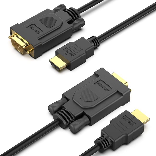 7. Benfei Gold-Plated HDMI to VGA 