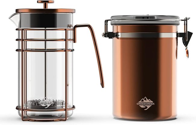  8. CrossCreek Heat-Resistant French Press Coffee Maker Set 