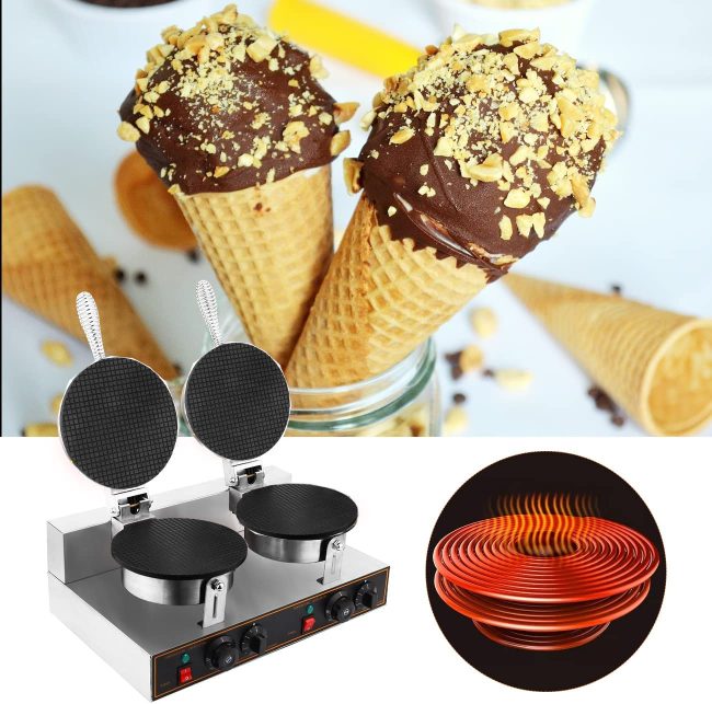  3. WICHEMI Electric Ice Cream Cone Waffle Maker 