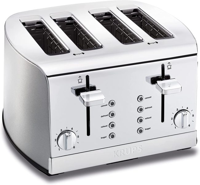  1. Silver 4-Slot Toaster By KRUPS 