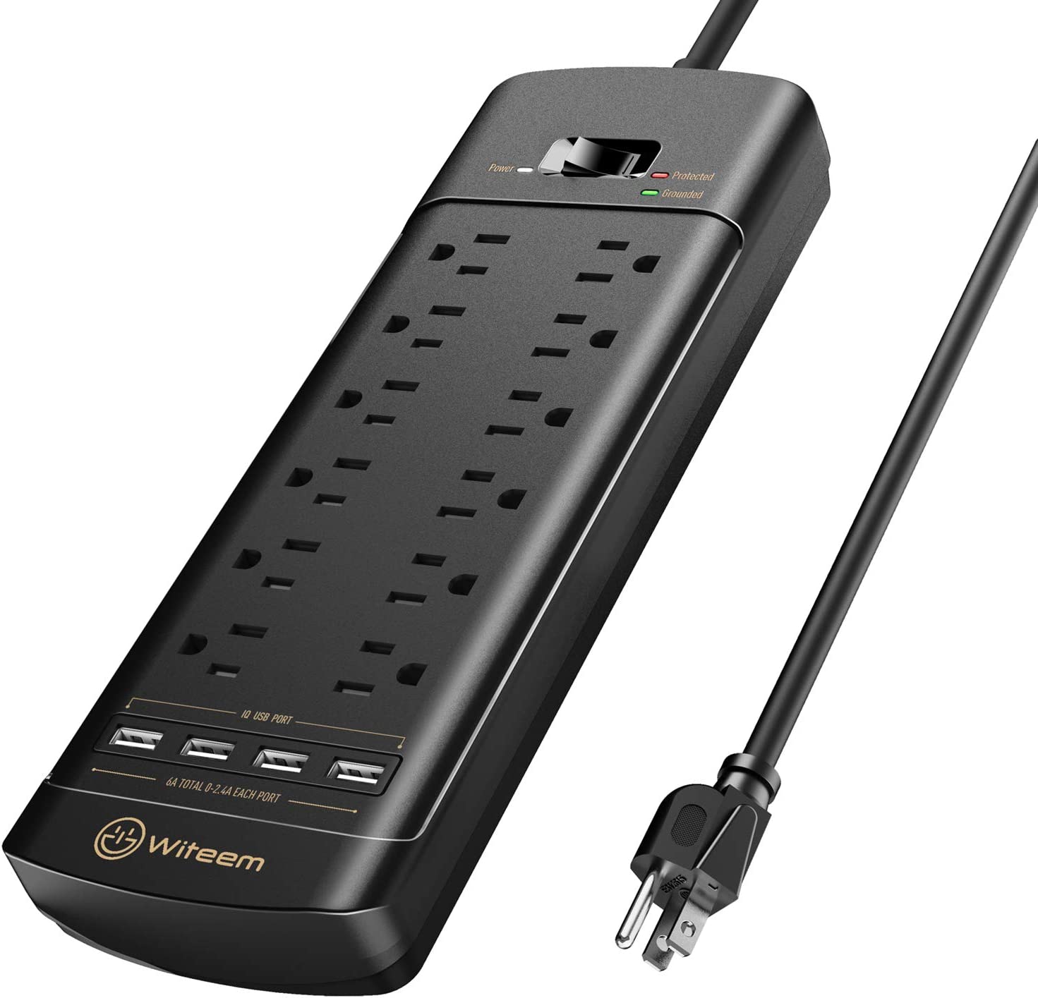  2. Wittem Surge Protector Power Strip 