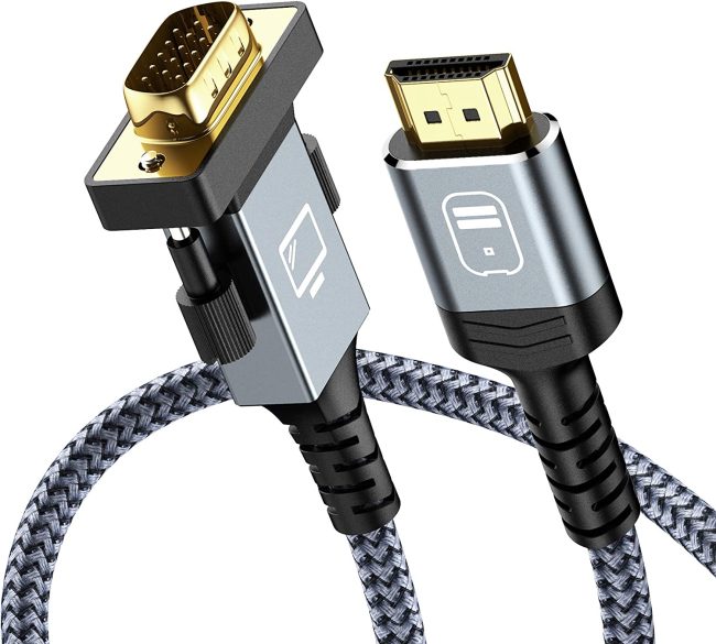  5. Capshi Gold-Plated HDMI to VGA Cable 