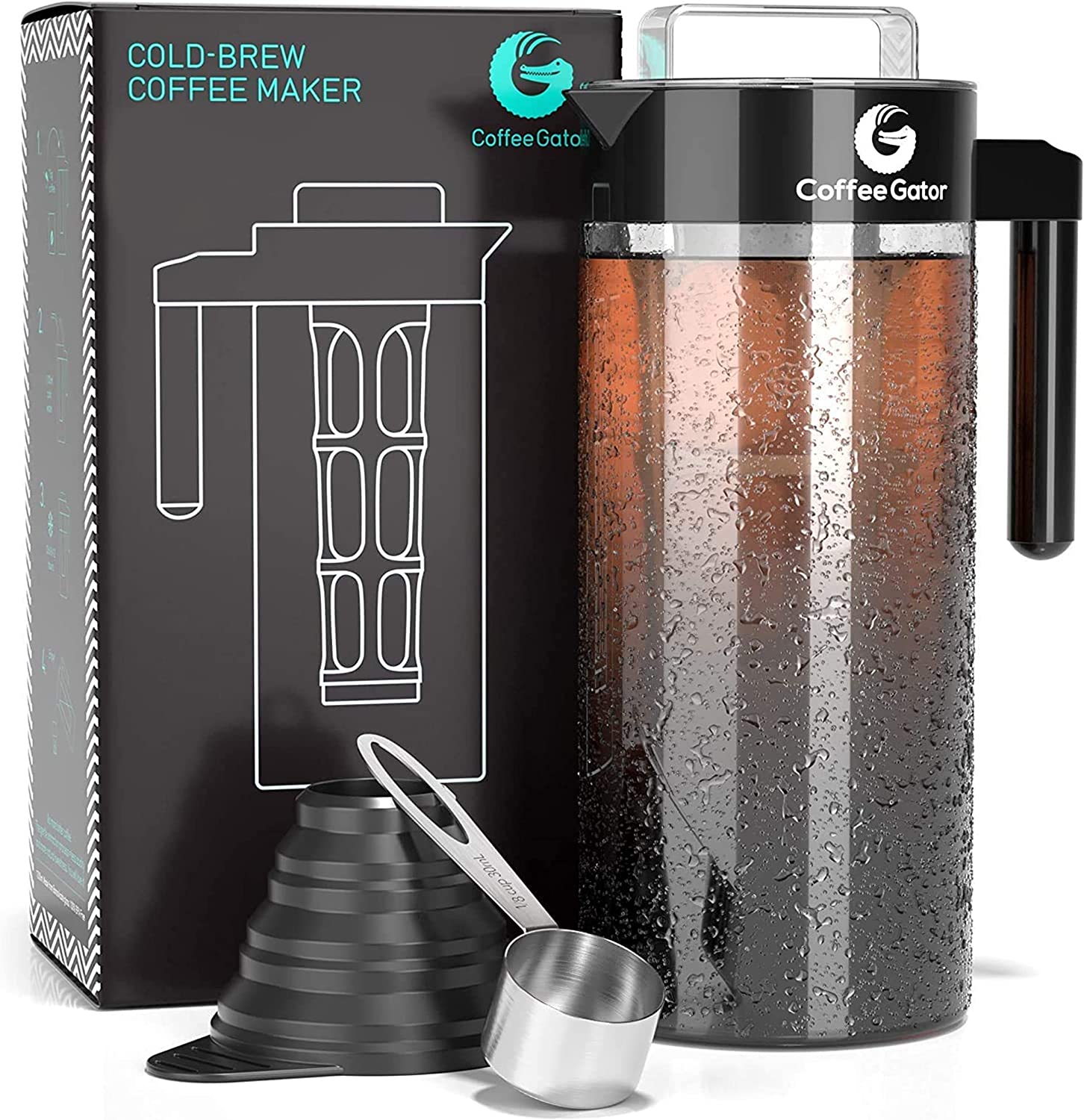 7.Coffee Gator Cold Brew Kit - Brewer with Scoop and Loading Funnel 