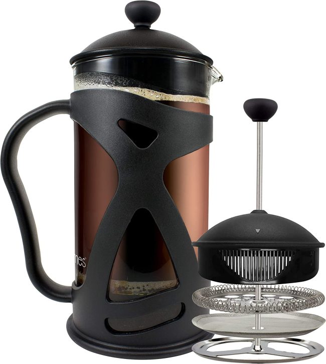  2. KONA French Press Coffee Maker with Reusable Stainless-Steel Filter 