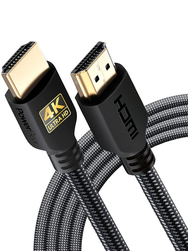  9. Power Bear 4K HDMI Cable - Braided Nylon & Gold Connectors 
