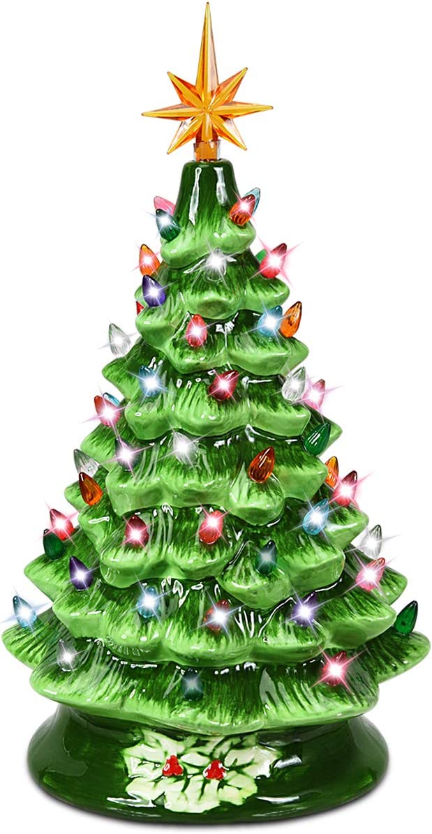  3. Goplus’s Hand-Painted Ceramic Christmas Tree 