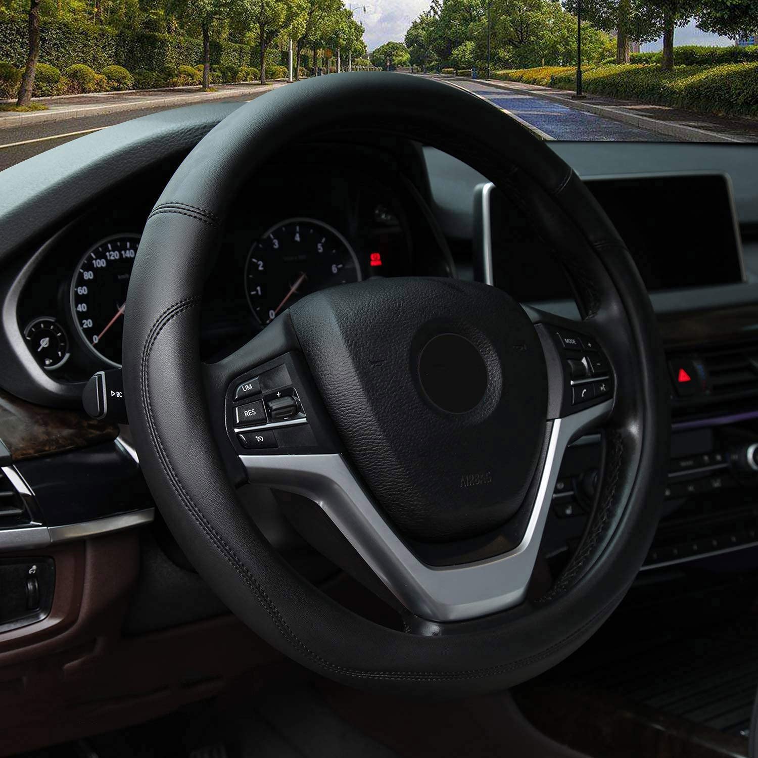  8. Valleycomfy Microfiber Leather Steering Wheel Covers 
