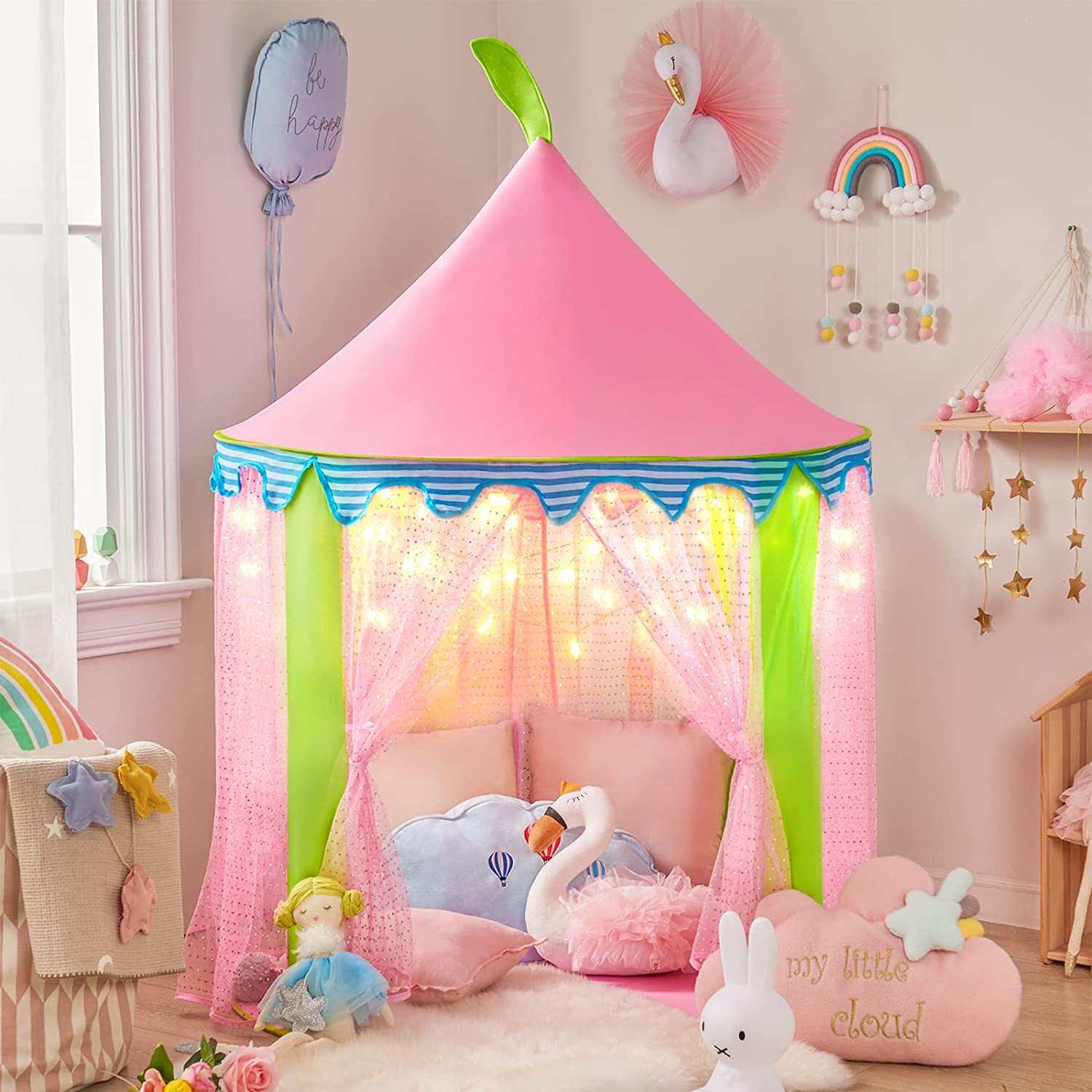  6. Glitter Castle Pop Up Play Tent- Princess Tent 