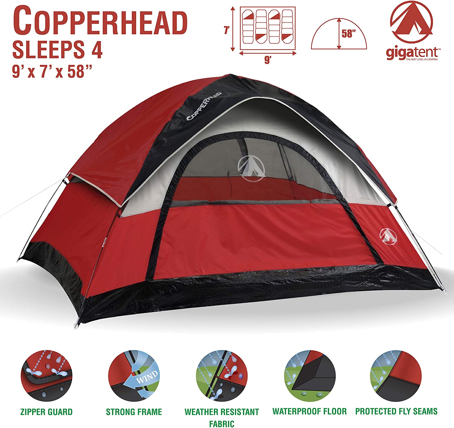  2. Gigatent 4 Person Camping Tent 