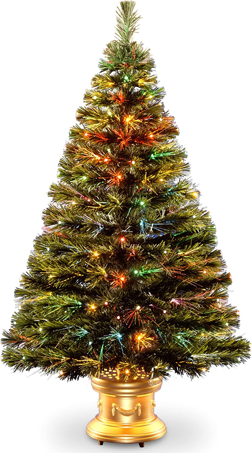  8. National Gold Base Fiber Optic Christmas Trees 