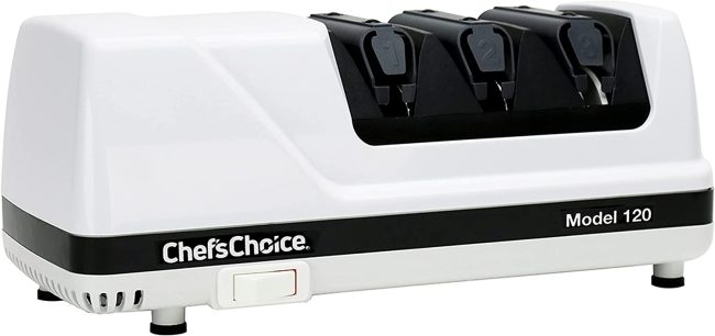  2. Chef’sChoice 15 Trizor XV Edge Electric Knife Sharpener, mainly for Straight and Serrated Knives, 3 Stages 