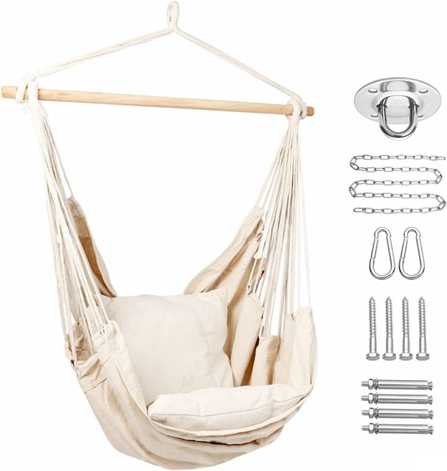  5. EverKing Hanging Hammock Chair with Porch Swing Seat (White) 