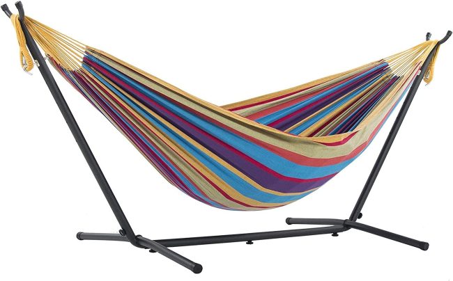  2. Vivere Hammock with Space Saving Steel Stand 