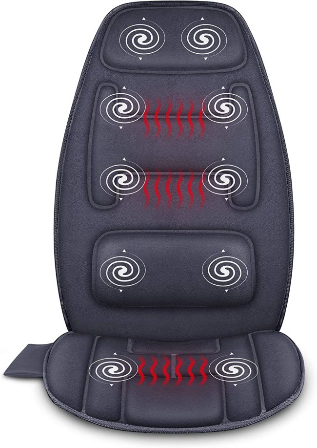  5. Snailax 10 Vibration-Massage-Motors and 2 Heat-Levels Massage Seat Cushion for Next, Lumbar, Back Massaging and Pain Relief 