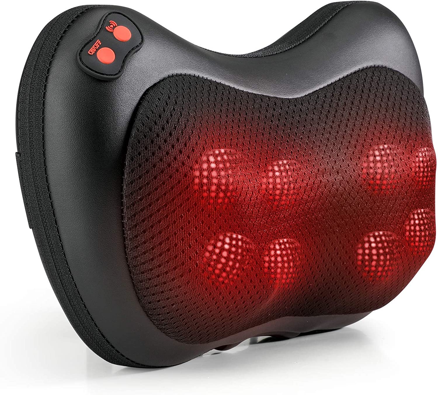  4. AQSURE Pillow Massager with 8 Heated Rollers Kneading 