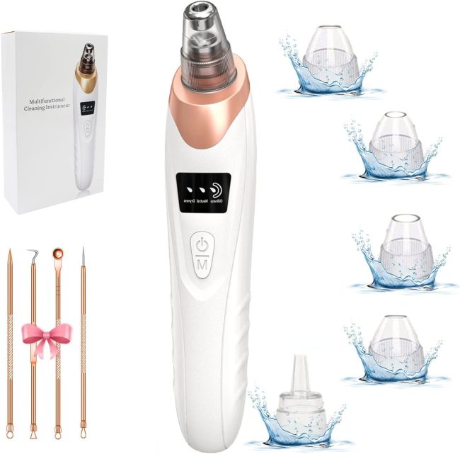  7. X-CHENG Blackhead Suction Vacuum with Hot Compress & LED Display 