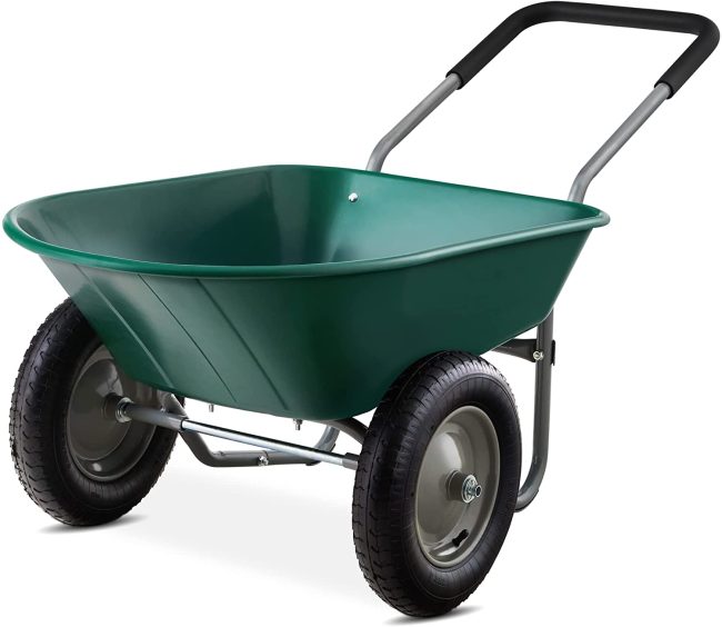  8. Green Dual-Tire Multi-Purposes Wheelbarrow from Best Choice Products 