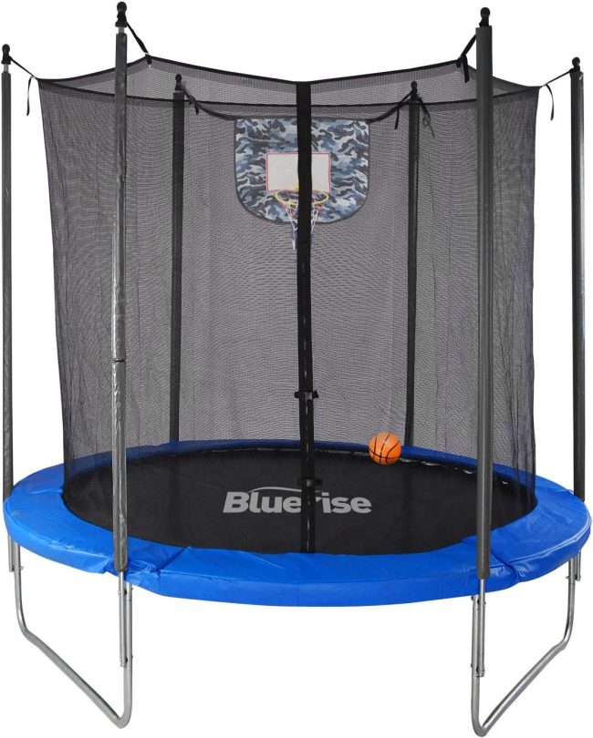  5. Bluerise 6FT 72” Mini Trampoline For Kids with Enclosure Net & Basketball Hoop 