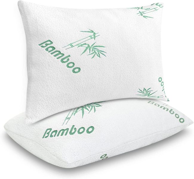  9. Plixio Bamboo Pillow with 2-Pack Cooling Shredded Memory Foam (Queen) 