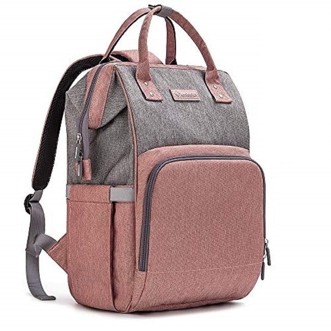  8. Pink Grey Nappy Bag for Mom and Dad 