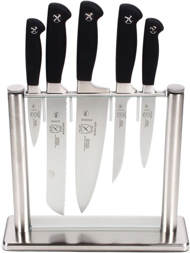 11. Mercer Culinary Genesis 6 Piece Forged Knife Block Sets 