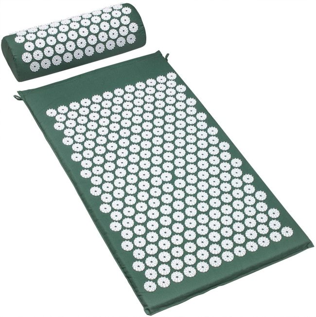  4. Sivan Back and Neck pain Treatment and Acupressure Mat and Green Pillow Set 