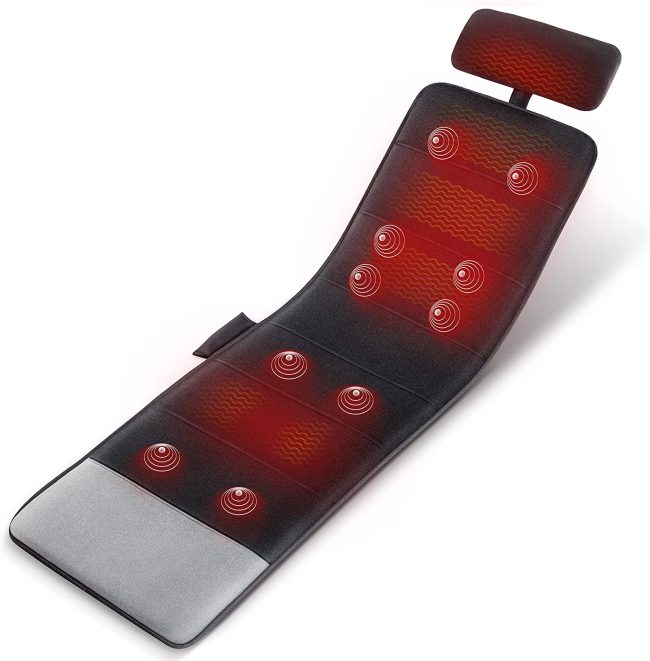  8. Mynt Electric Heating Pad Massage Mat with 10 Vibration Motors & 5 Modes 